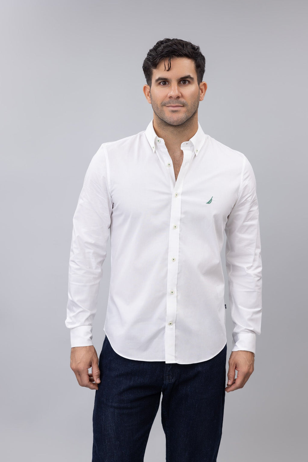 Camisa Nautica Mangas Largas Lisa para Caballeros