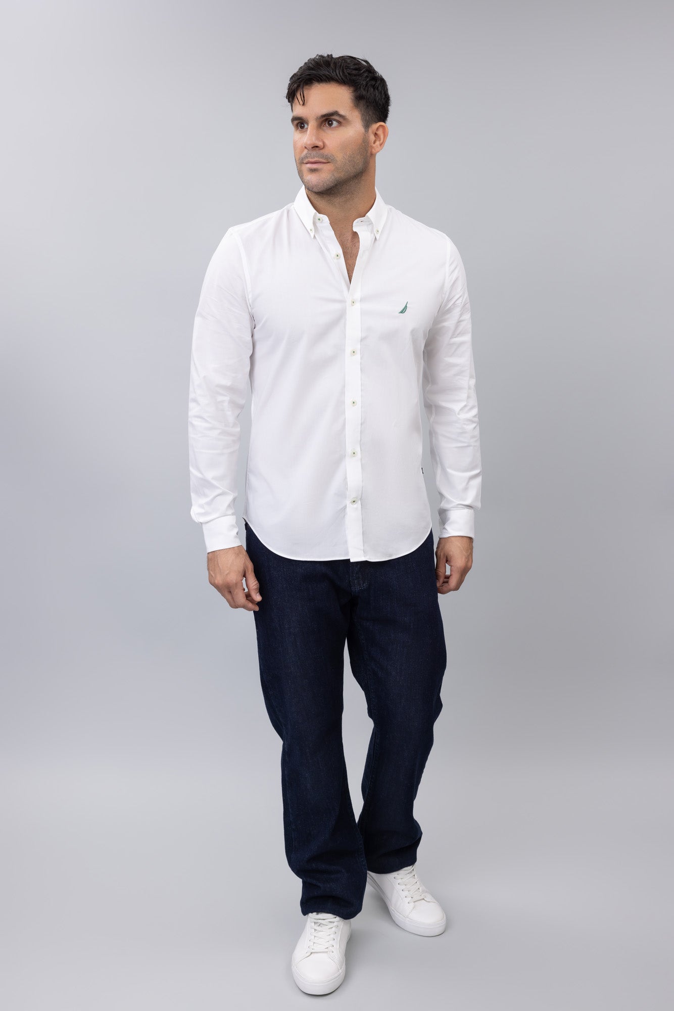 Camisa Nautica Mangas Largas Lisa para Caballeros
