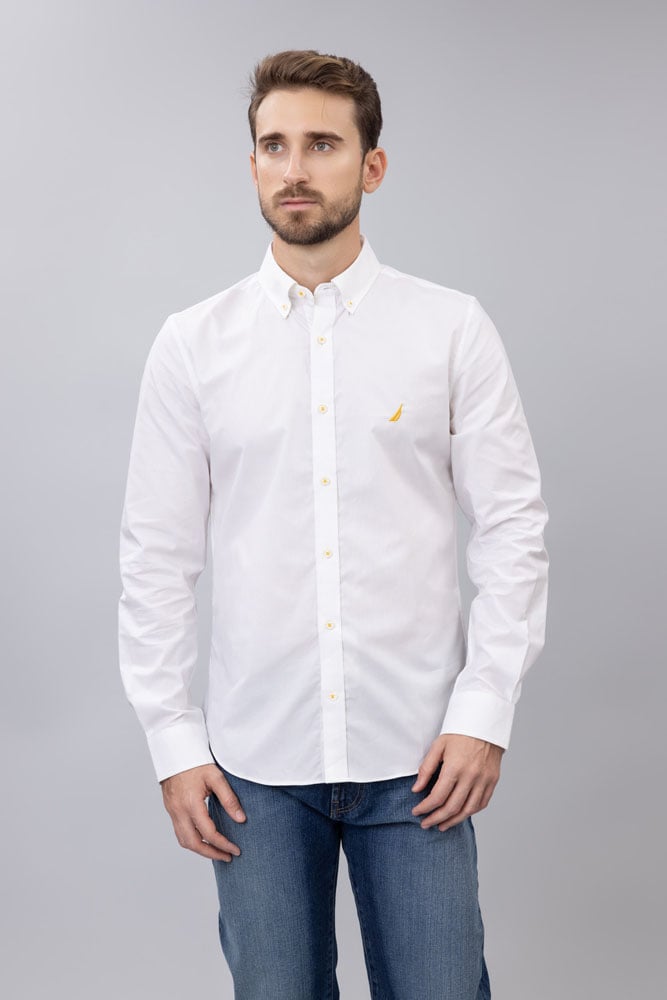 Camisa Nautica Mangas Largas Lisa para Caballeros
