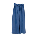 Pantalones La La Muse de Tiro Alto con Pernera Ancha y Lazo Ajustable para Damas – DENIM