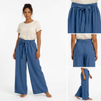 Pantalones La La Muse de Tiro Alto con Pernera Ancha y Lazo Ajustable para Damas – vista 2