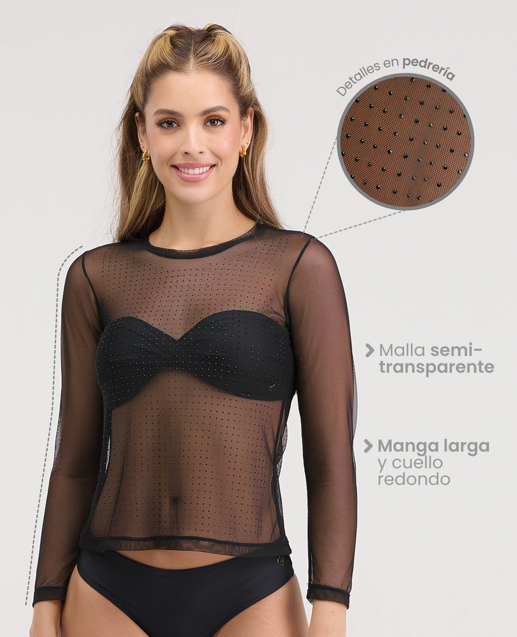 Camibuso | Semi transparente | Detalles en Pedrería - Kliquea