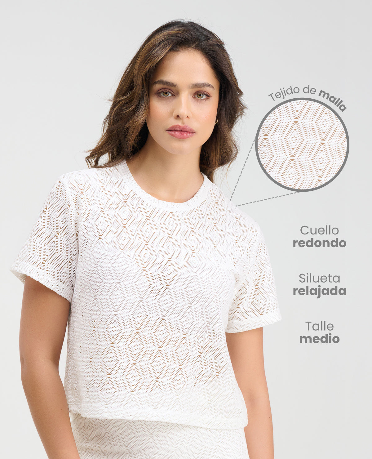 Camiseta de Malla | Cuello Redondo | Manga Corta - Kliquea