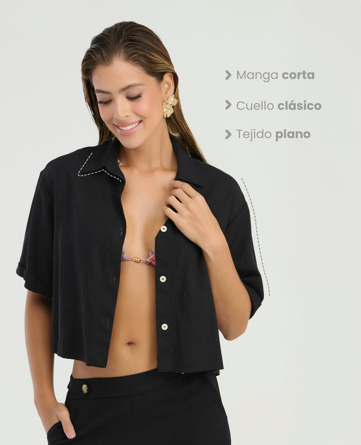 Camisa de Botones | Manga Corta | Botones Frontales - Kliquea