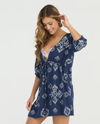 Vestido Corto | Escote en V | Mangas 3/4 - Kliquea