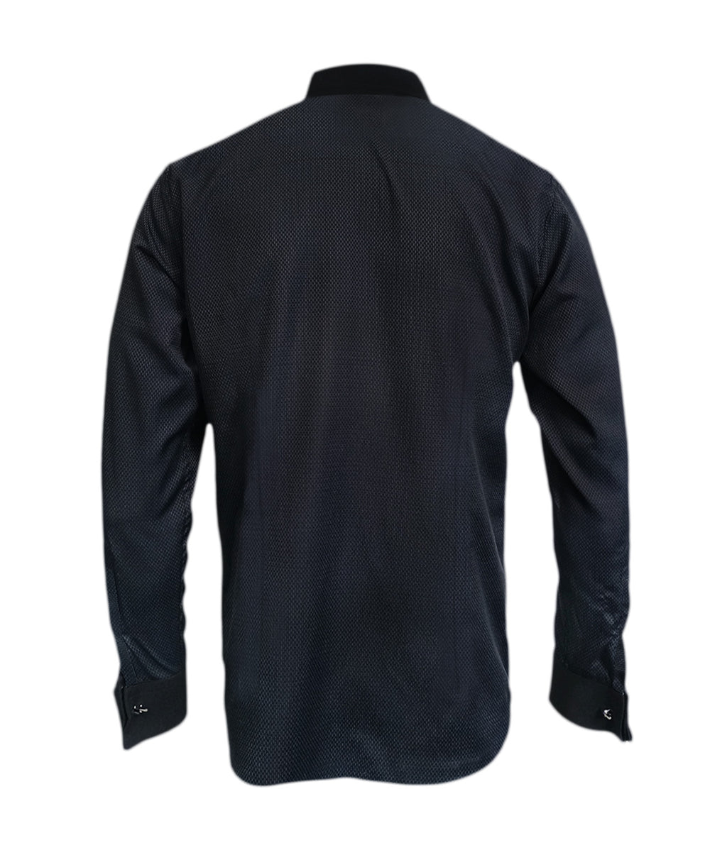 Camisa Para Corbata Negra Puño Para Mancornas Slim Hombre XS a 10XL