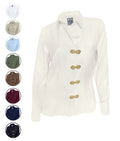 Camisa blusa botones artesanales color marfil en 100% lino oficina mujer XS a 10XL
