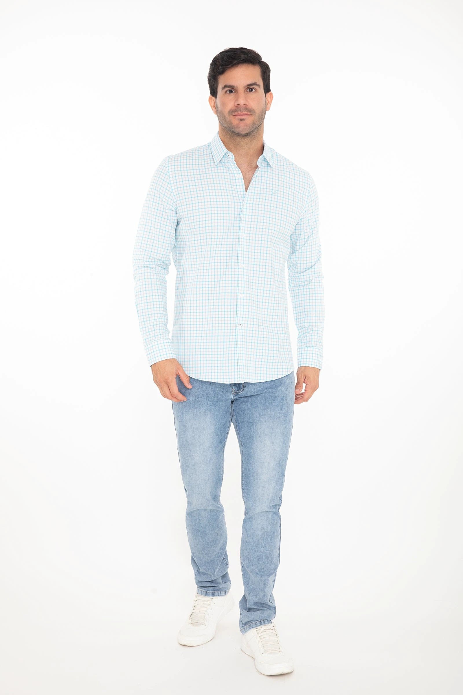 Camisa Oscar De La Renta Mangas Largas Cuadros P/ Caballeros by Oscar De La Renta