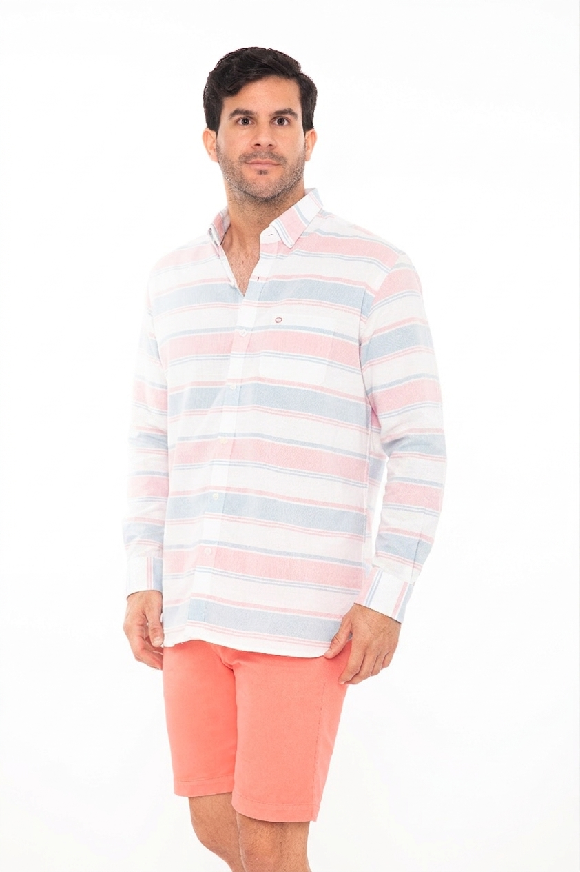 Camisa Oscar de La Renta Mangas Largas Rayas para Caballeros