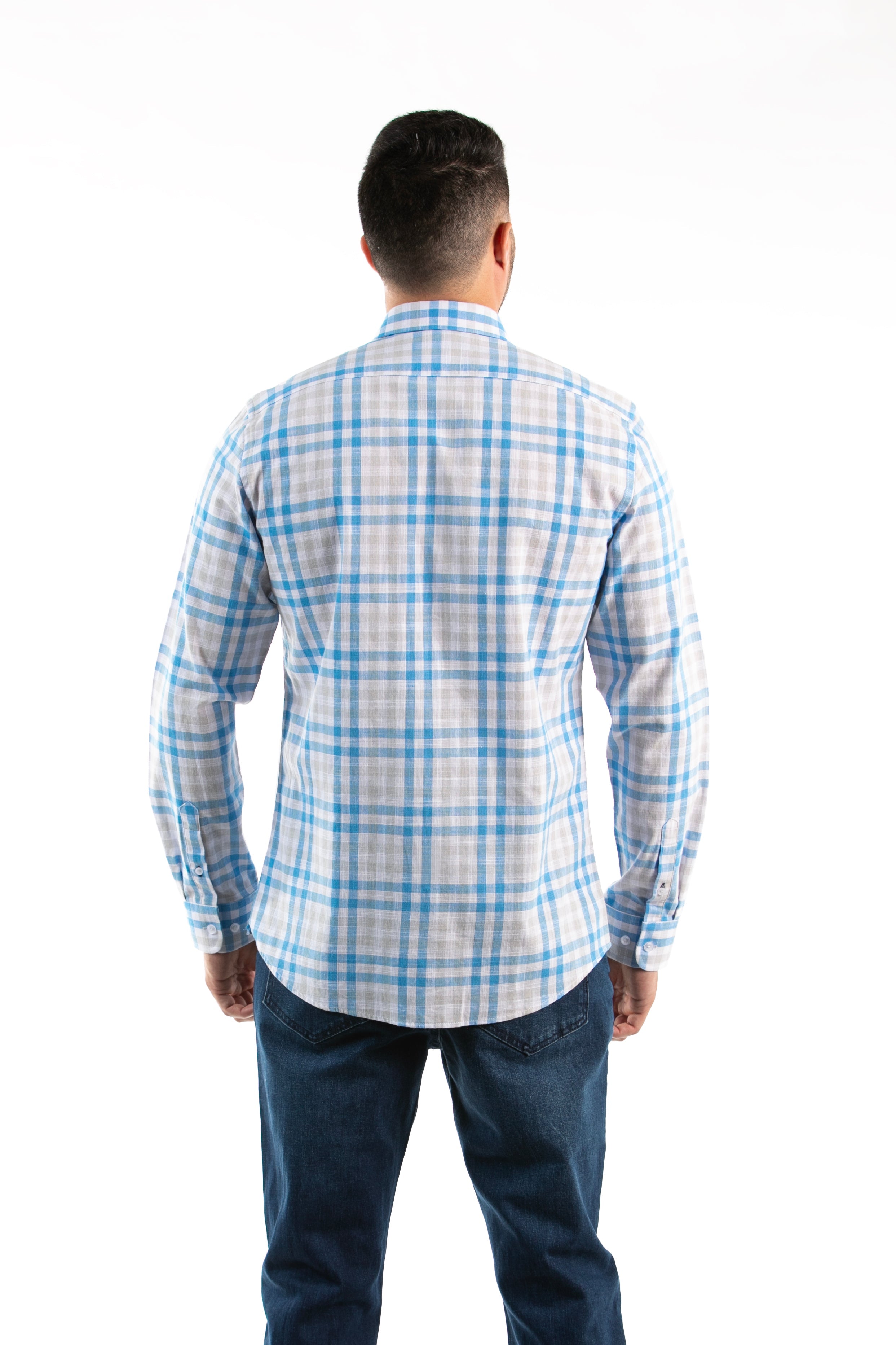 Camisa Oscar de La Renta Mangas Largas Cuadros para Caballeros