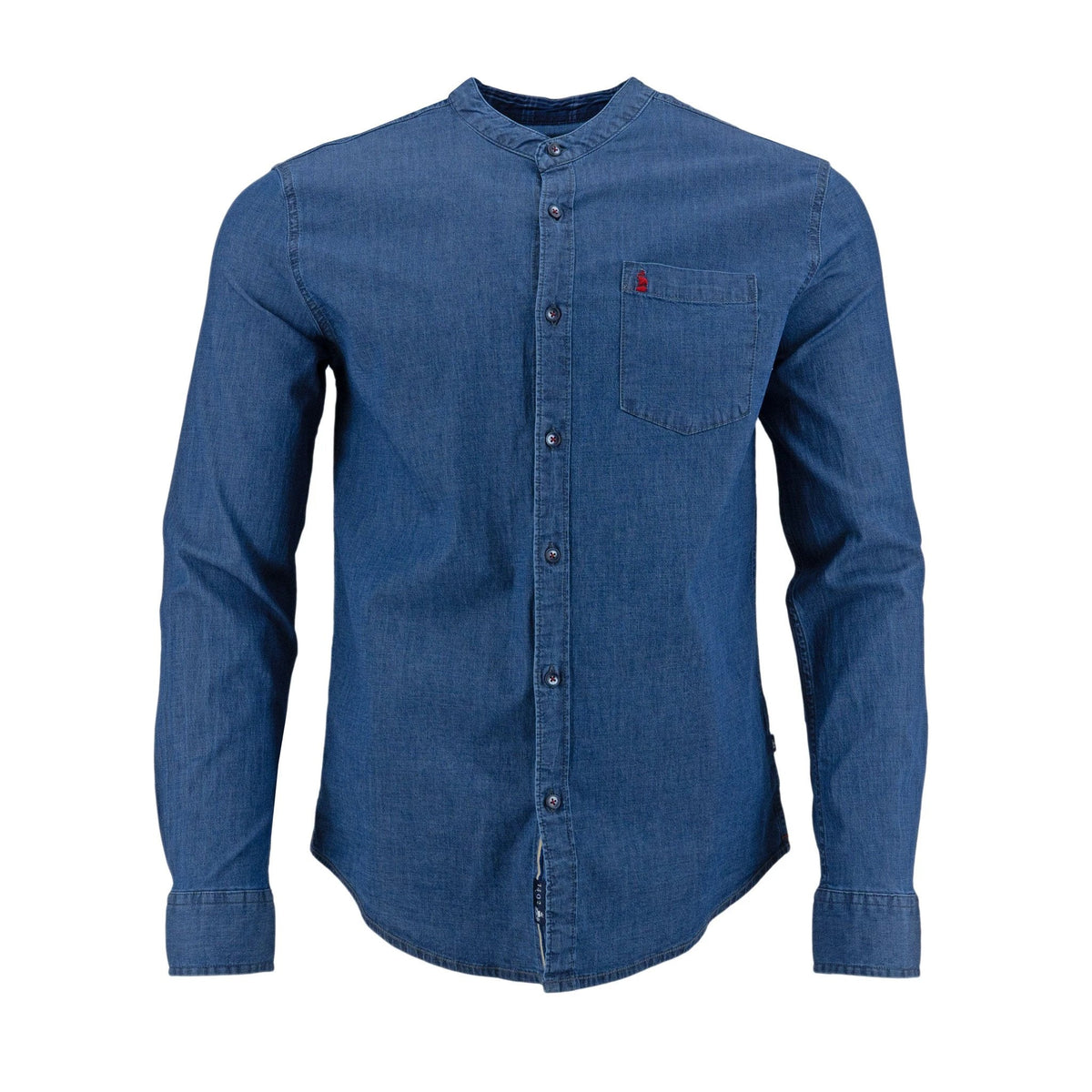 Camisa 1492 Mangas Largas Lisa Cuello Chino P/ Caballeros by 1492