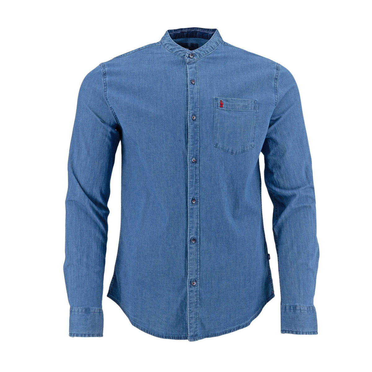 Camisa 1492 Mangas Largas Lisa Cuello Chino P/ Caballeros by 1492