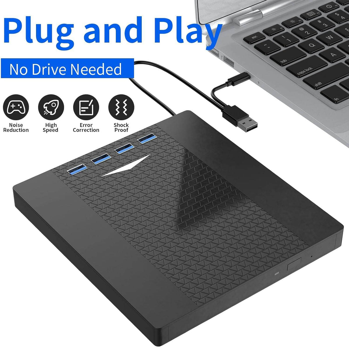 Unidad Externa de CD/DVD Portátil, 7 en 1 USB 3.0