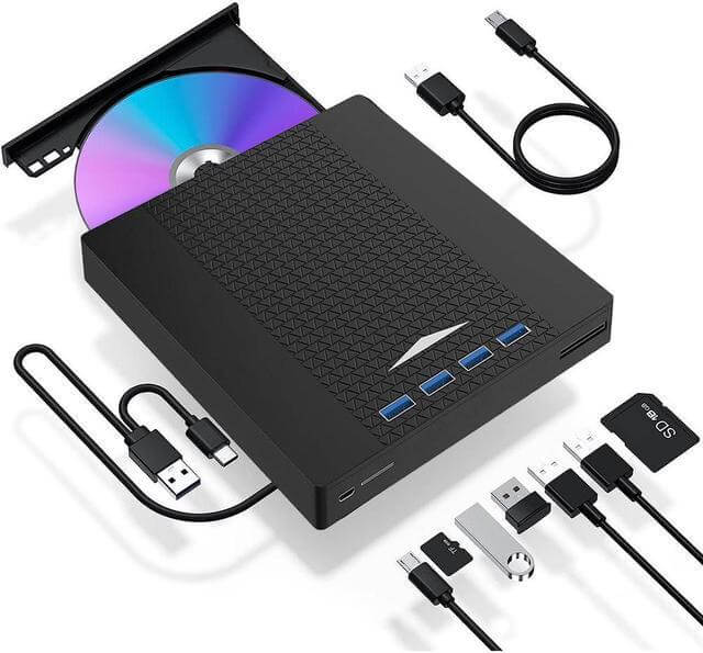 Unidad Externa de CD/DVD Portátil, 7 en 1 USB 3.0