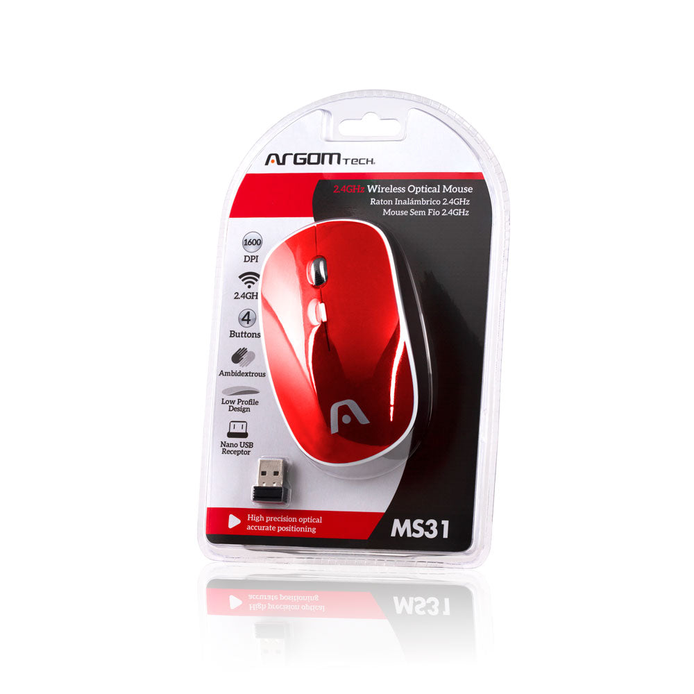 MOUSE ARGOM OPTICAL WIRELESS RED