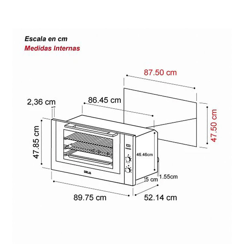 Horno Eléctrico DRIJA Vidrio Templado Acero Inoxidable Negro AMERICA 90 - AIR ELÉCTRICO
