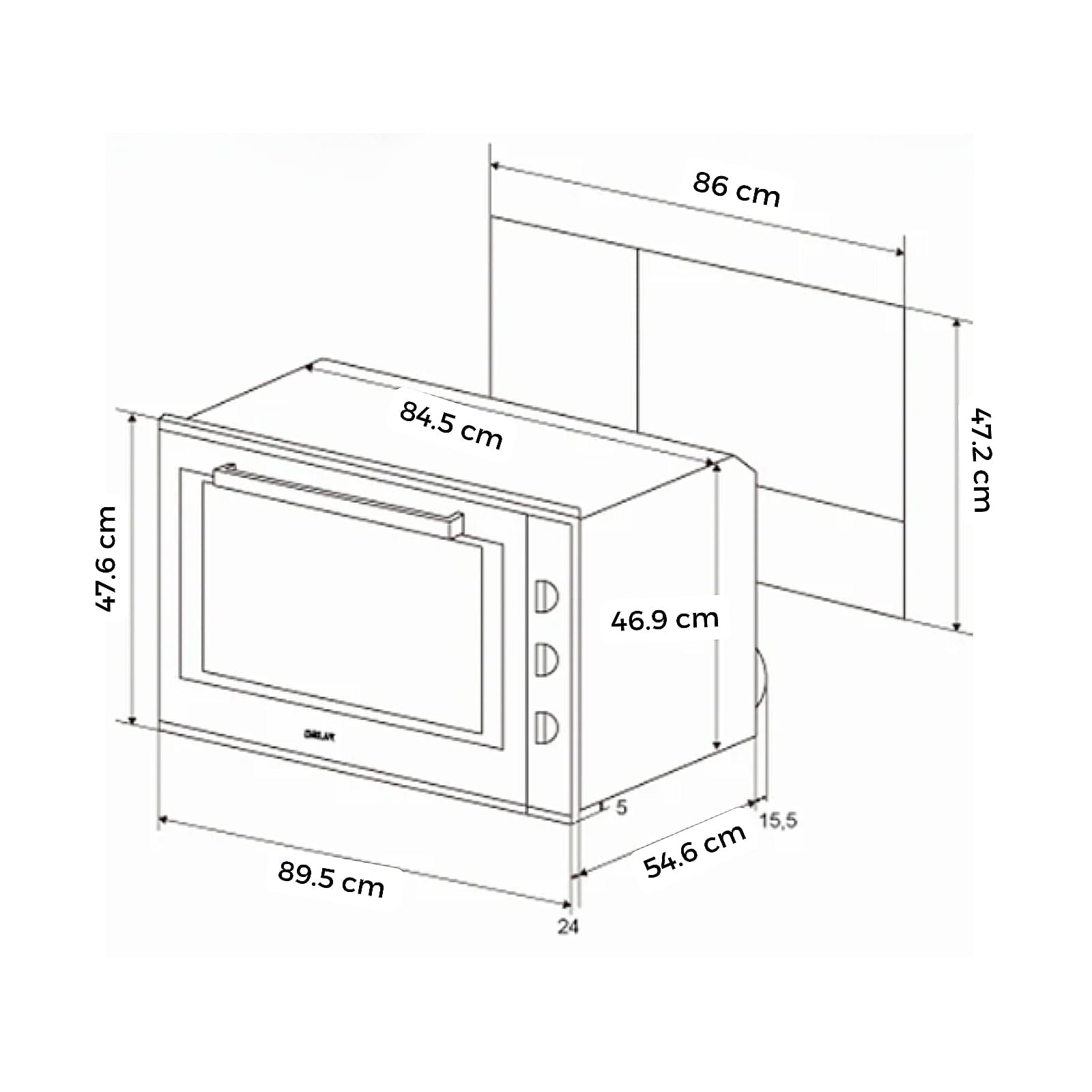 Horno a Gas Gas DRIJA Vidrio Templado Acero Inoxidable Negro AMERICA 90 GAS