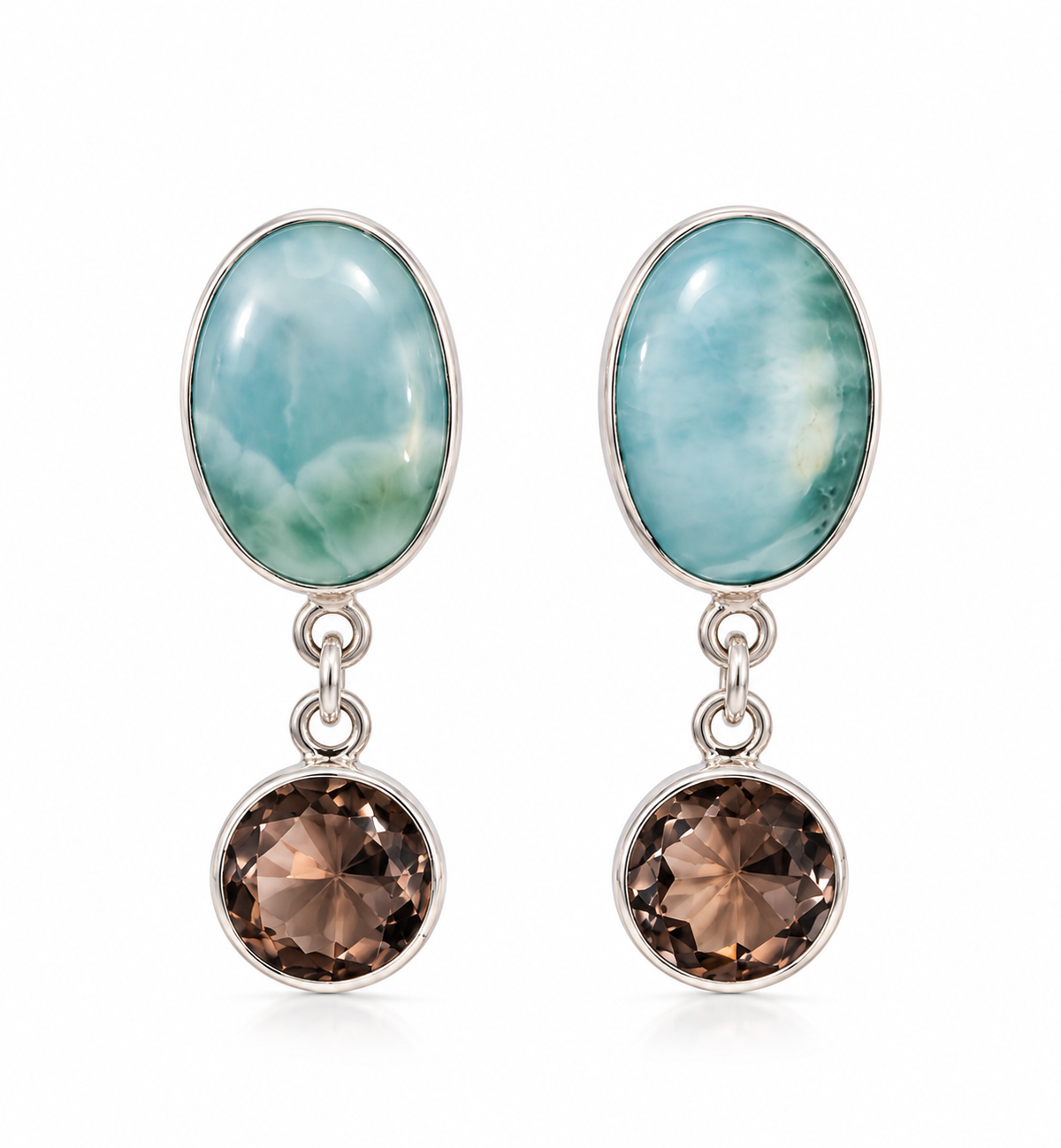Arele  de plata 925 con piedra de larimar y bolivianita (Copy)