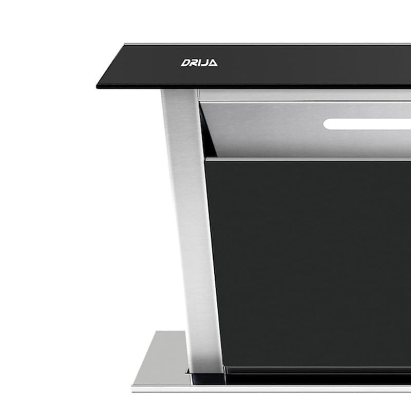 Extractor de Grasa Empotrable DRIJA LED Vidrio Templado Acero Inoxidable Negro ARCO ISLA 90
