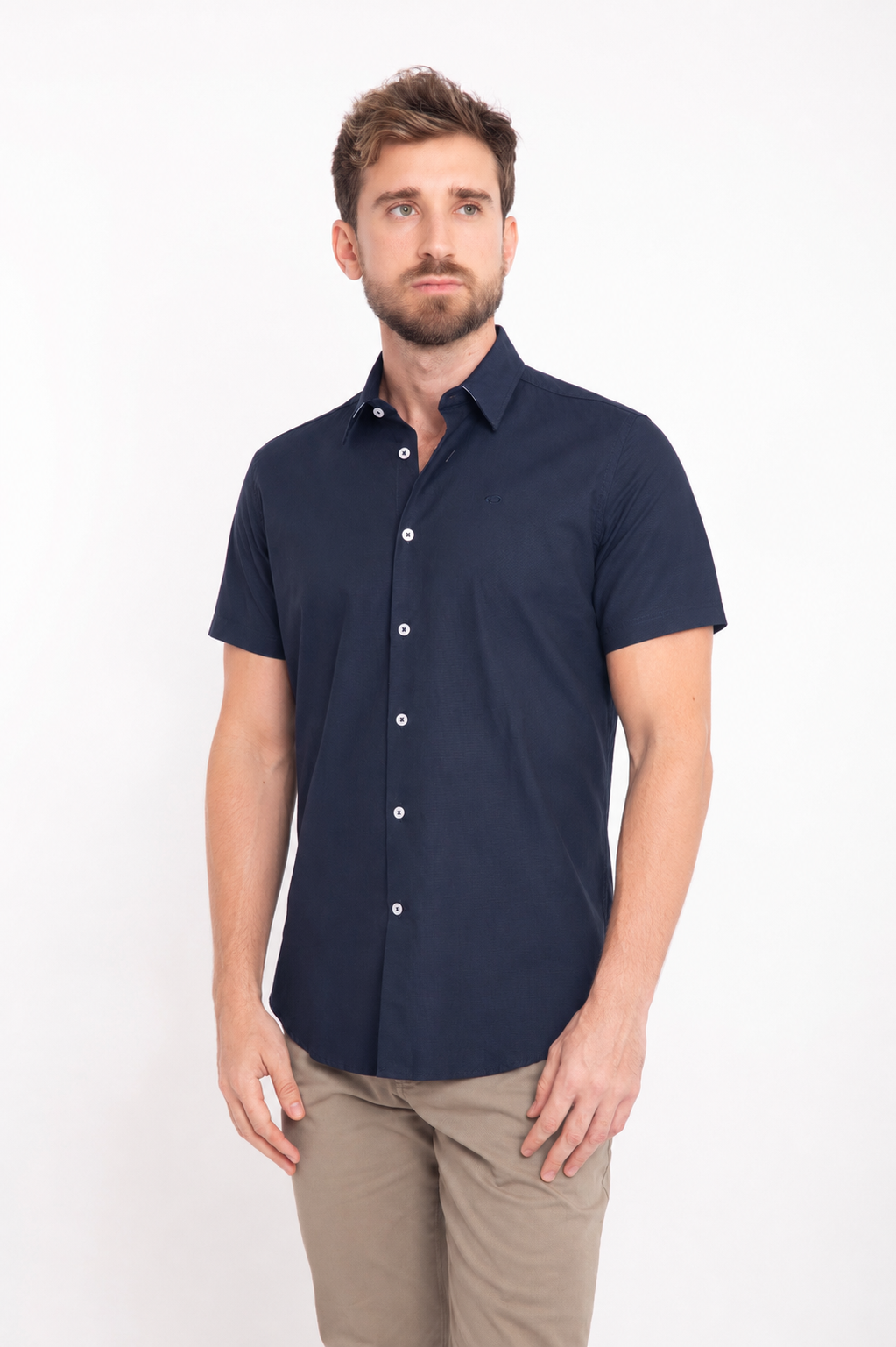Camisa Oscar de La Renta Mangas Cortas Lisa para Caballeros