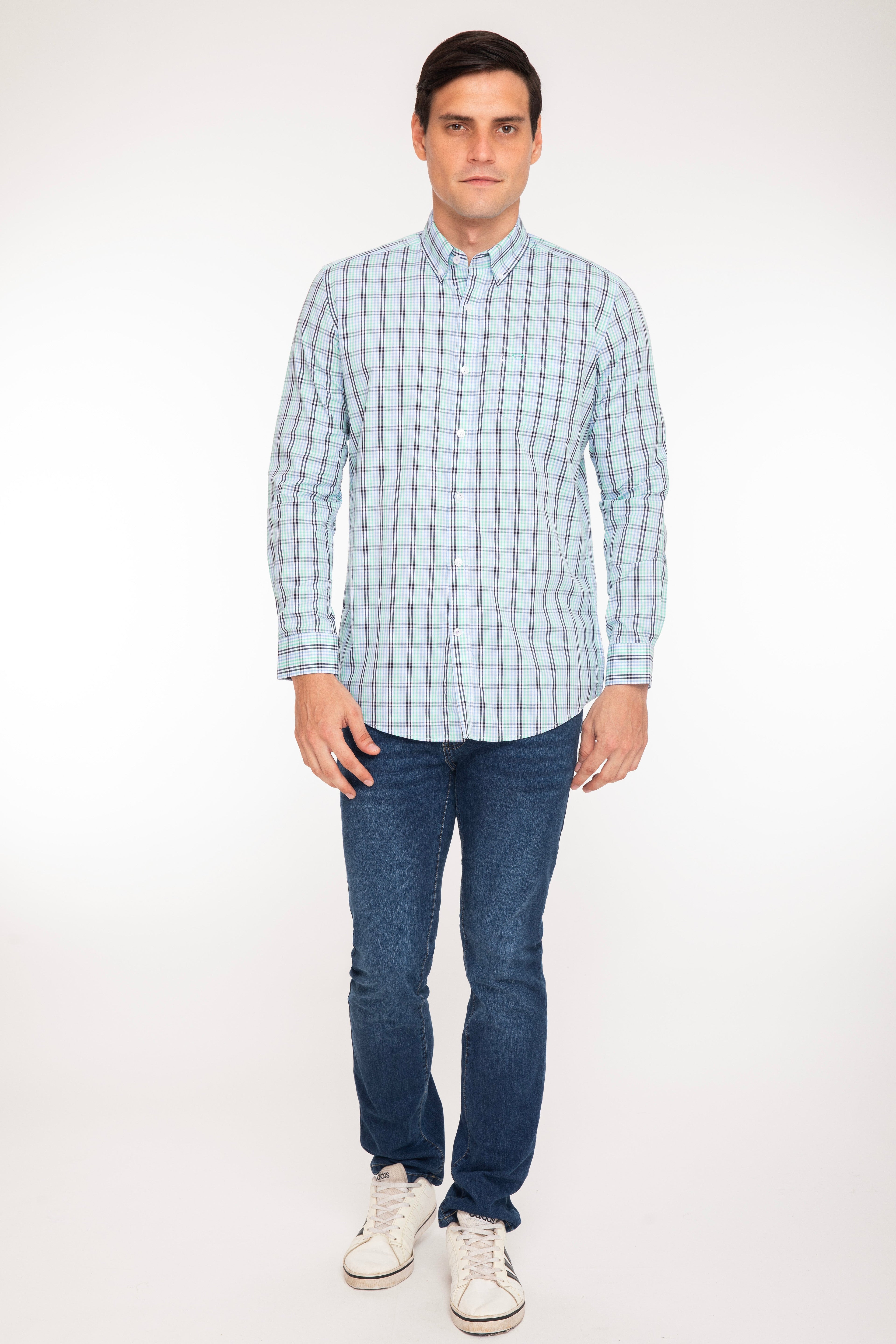Camisa Oscar de La Renta Mangas Largas Cuadros para Caballeros
