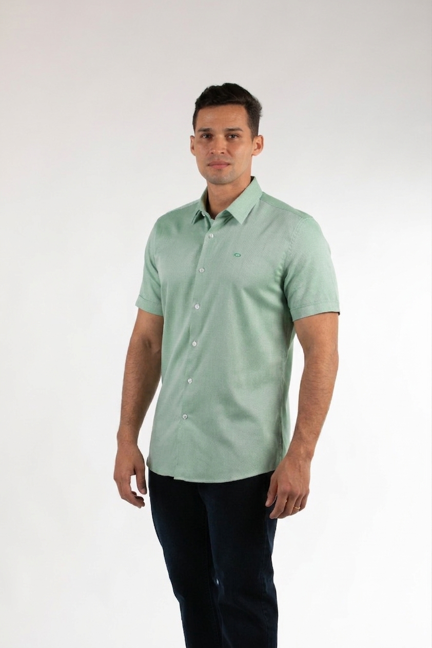 Camisa Oscar de La Renta Mangas Cortas Lisa para Caballeros