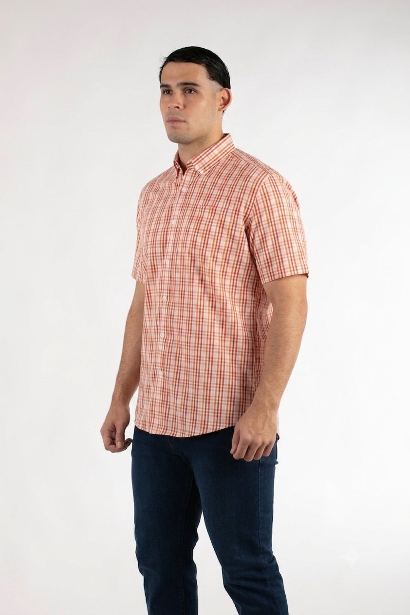 Camisa Oscar De La Renta Mangas Cortas Cuadros para Caballeros