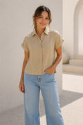 Blusa Available Mangas Cortas Lisa para Damas