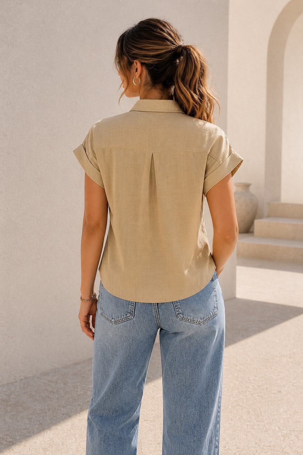Blusa Available Mangas Cortas Lisa para Damas