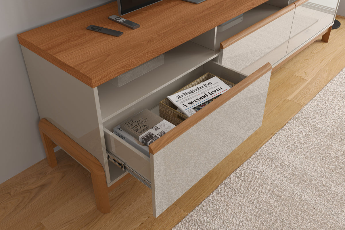 MUEBLE TV ELEGANCE 1.90m OFF WHITE/JEQUITIBA