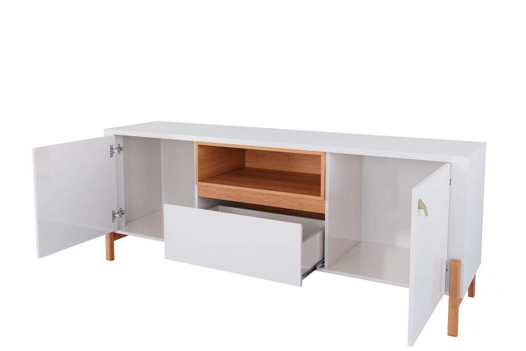 MUEBLE TV GLISS - OFF WHITE ALTO BRILLO/JEQUITIBA