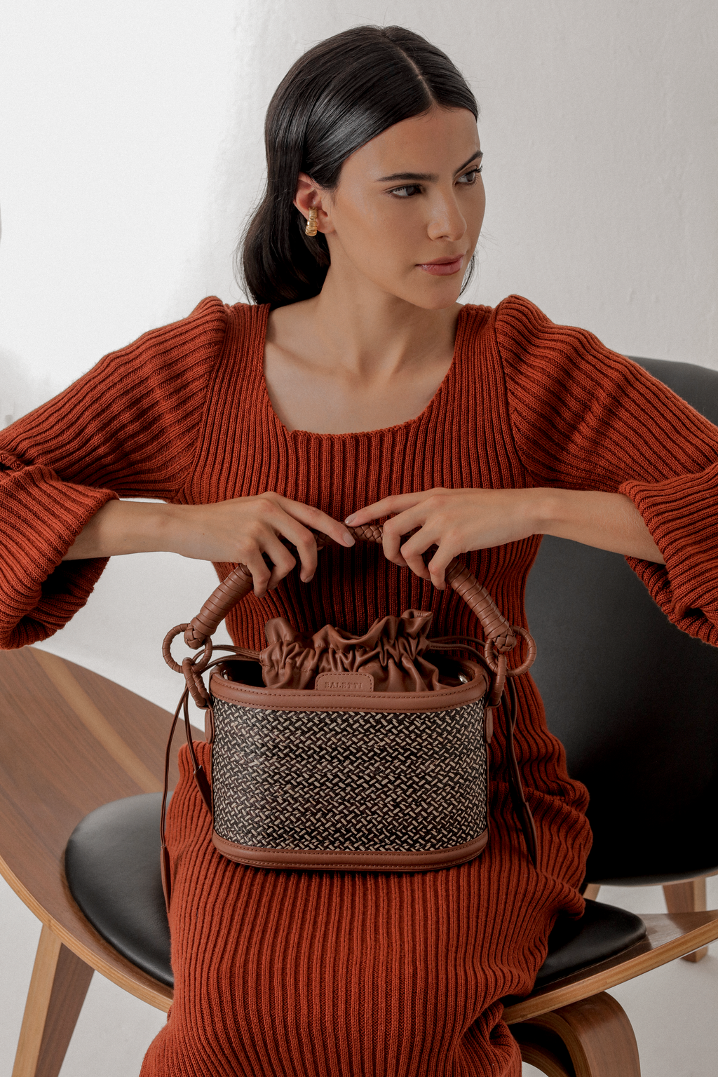 Caña Basket Bucket, Marbled Brown