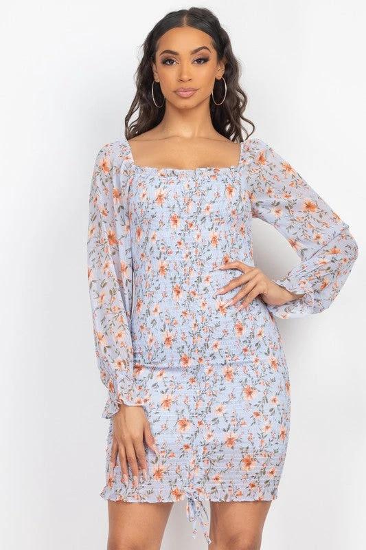 Vestido Blashe Mangas Largas Estampado Corto Para Damas by Blashe