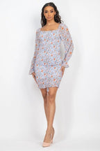 Vestido Blashe Mangas Largas Estampado Corto Para Damas by Blashe