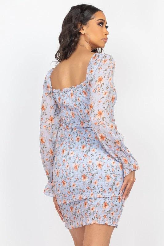 Vestido Blashe Mangas Largas Estampado Corto Para Damas by Blashe