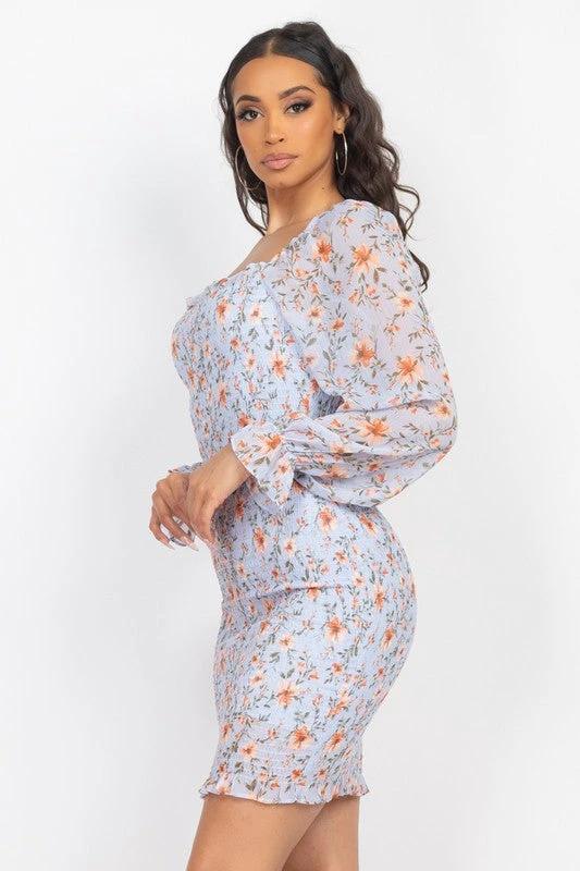 Vestido Blashe Mangas Largas Estampado Corto Para Damas by Blashe