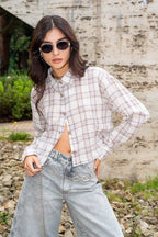 CAMISA CROPPED CUADROS R-C 8335 - Kliquea