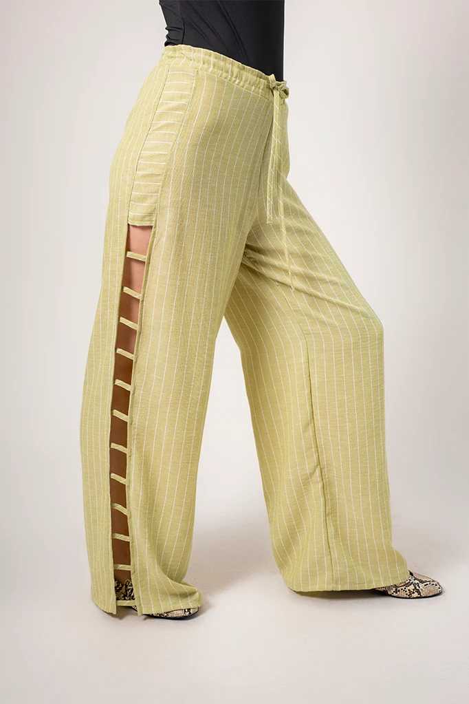 BH PANTALON FLUIDO RAYAS G-8516 VERDE.