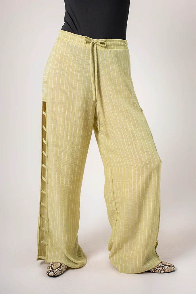 BH PANTALON FLUIDO RAYAS G-8516 VERDE.