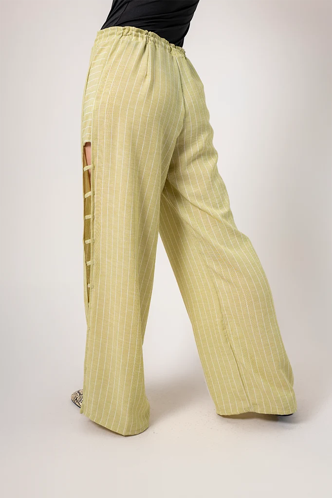 BH PANTALON FLUIDO RAYAS G-8516 VERDE.