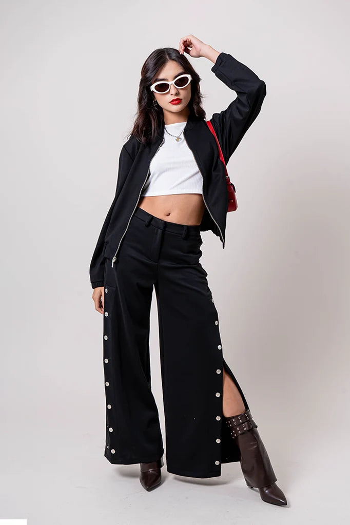 PANTALON WIDE LEG BROCHE R-F 7224 - Kliquea