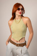BH TOP HALTER RAYAS G-8257 VERDE.