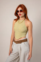 BH TOP HALTER RAYAS G-8257 VERDE.