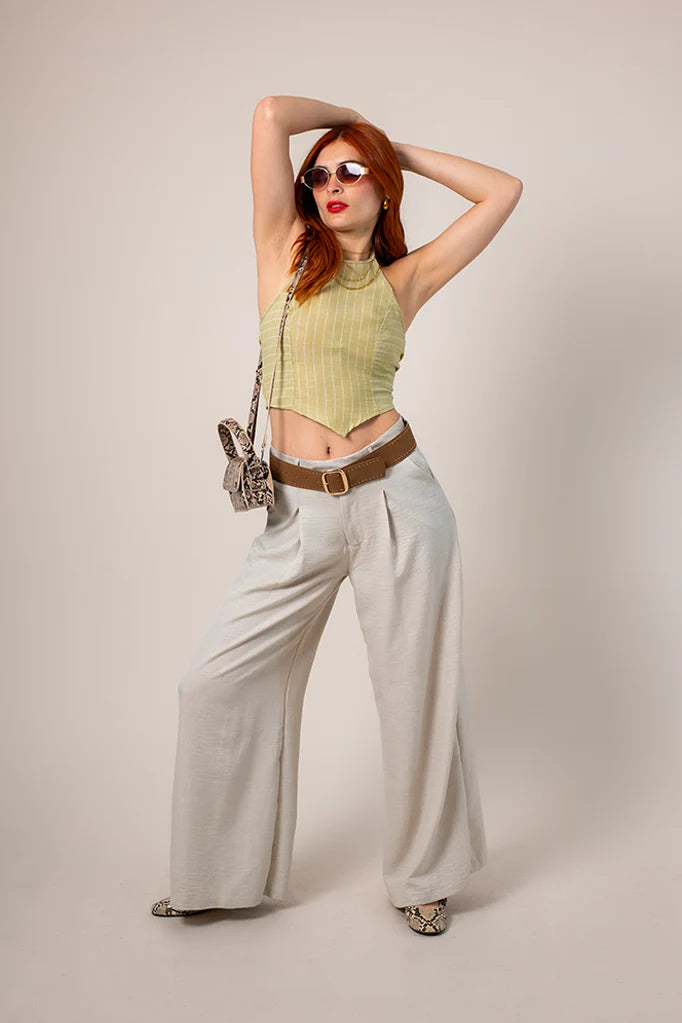 BH TOP HALTER RAYAS G-8257 VERDE.