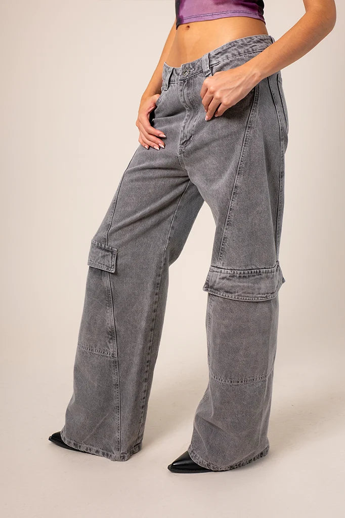 JEANS WIDE LEG CARGO R-M 8481.