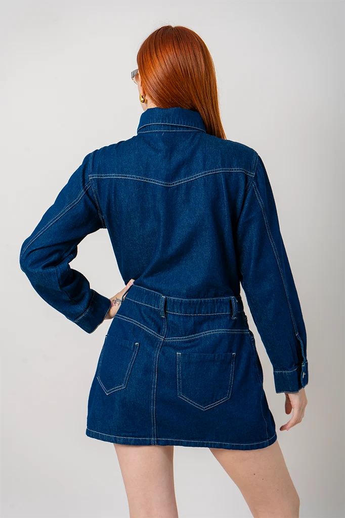 VESTIDO CORTO DENIM E-M 8311 - Kliquea