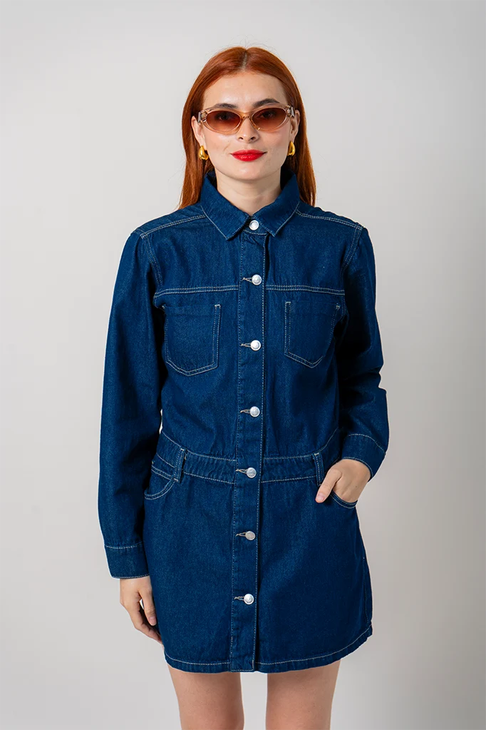 VESTIDO CORTO DENIM E-M 8311 - Kliquea