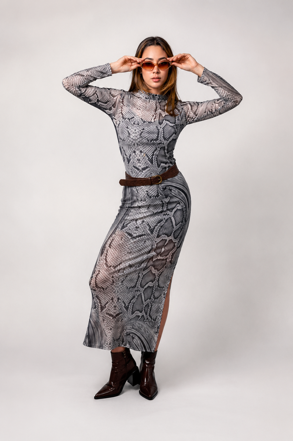 BH VESTIDO LARGO MESH SNAKE 8149 - Kliquea