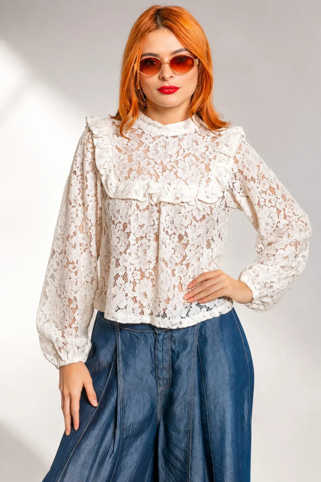 Blusa, color/material encaje, marca Free Spirit – vista 1