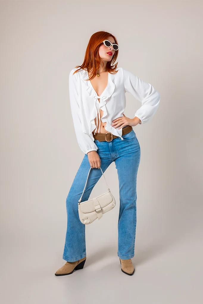 BLUSA FLUIDA VOLANTES G-M 9130.